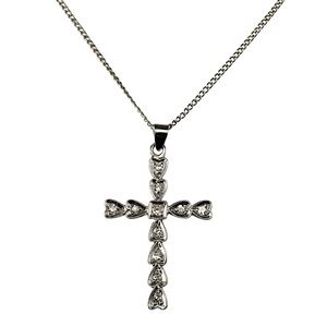 14 Karat White Gold Diamond Cross Pendant Necklace #21563